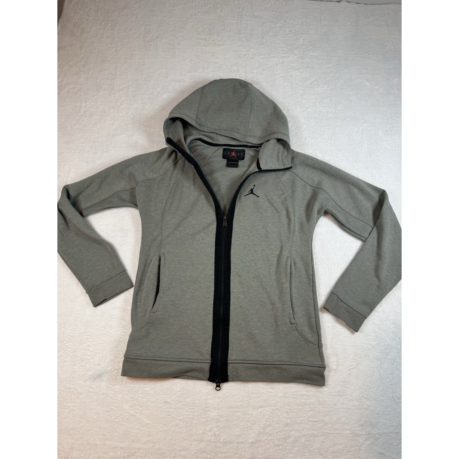 Jordan Dri-Fit Hoodie Mens 2xl Gray Slim Fit Full Zip Jumpman Sweatshirt